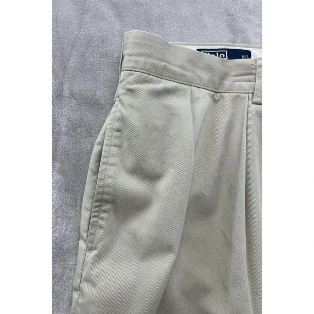 VTG Polo Ralph Lauren Ethan Pants Men 42x30 Khakis Pleated Twill Cotton Trouser